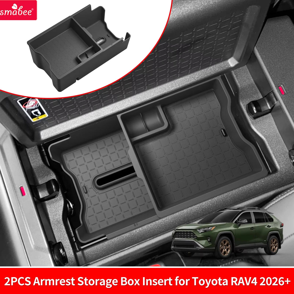 2026 Toyota RAV4 Armrest Box – Double Layer Storage Organizer