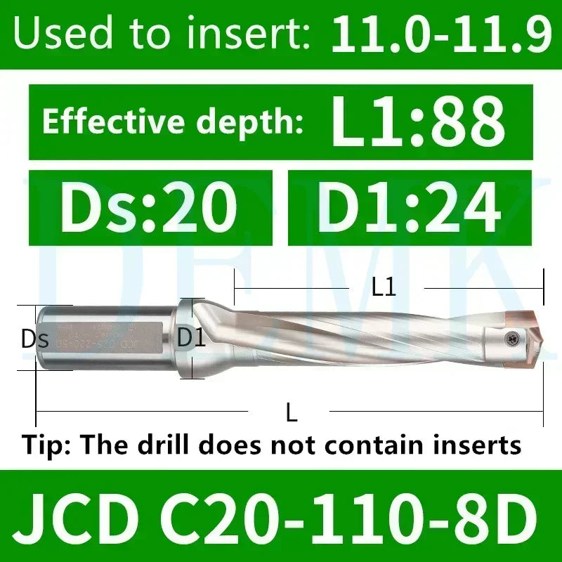 Indexable U Drill with Internal Cooling, 3D-10D, 10-25mm Diameter