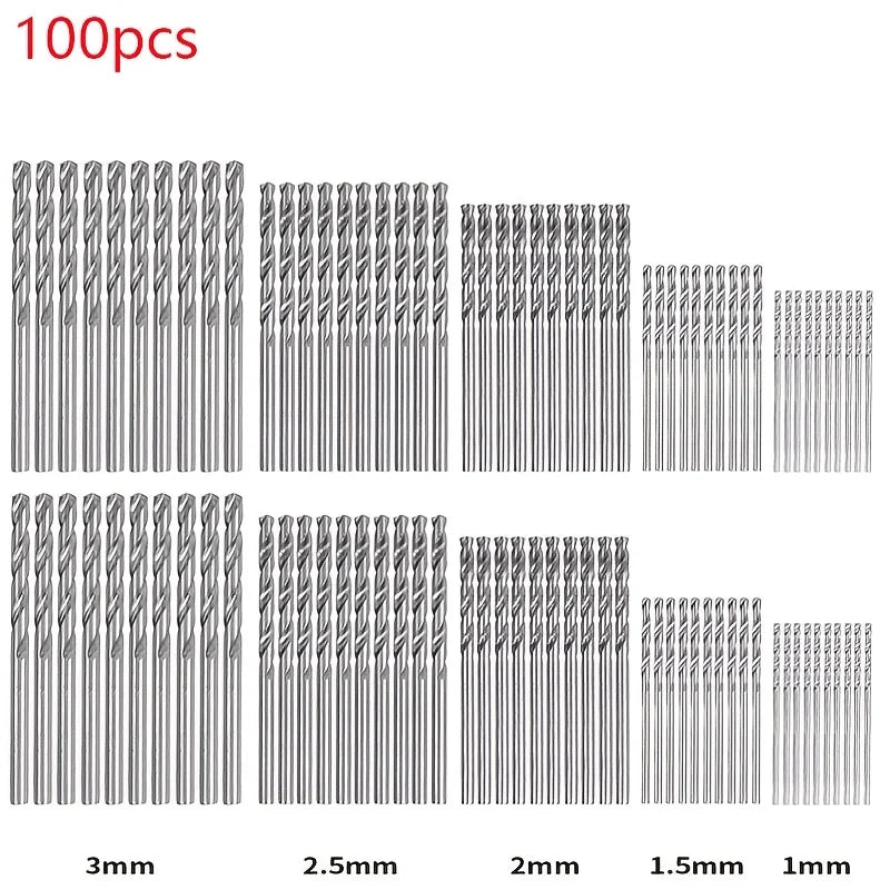 [Drill Bit Set] 100pcs Titanium-Coated Twist Drill Bit Set 1-3Mm Small Drill Bit Electric Drill Drilling Set Woodworking