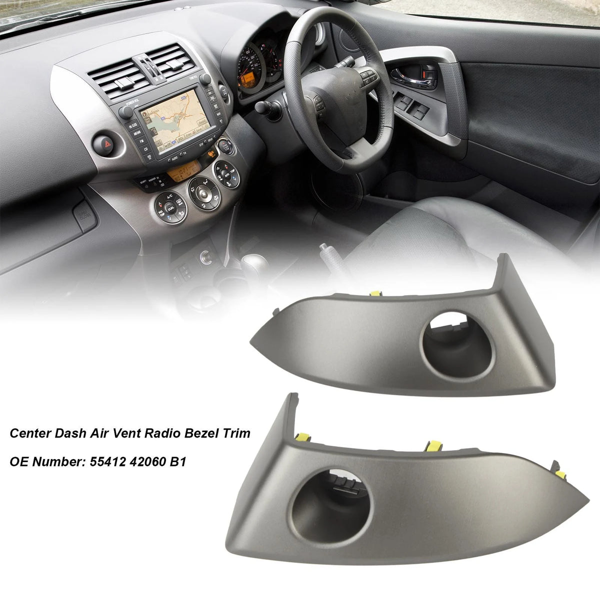 Center Dash Air Vent Radio Bezel Trim 55412 42060 B1 Dashboard Instrument Cluster Panel for RAV4 2006 to 2012