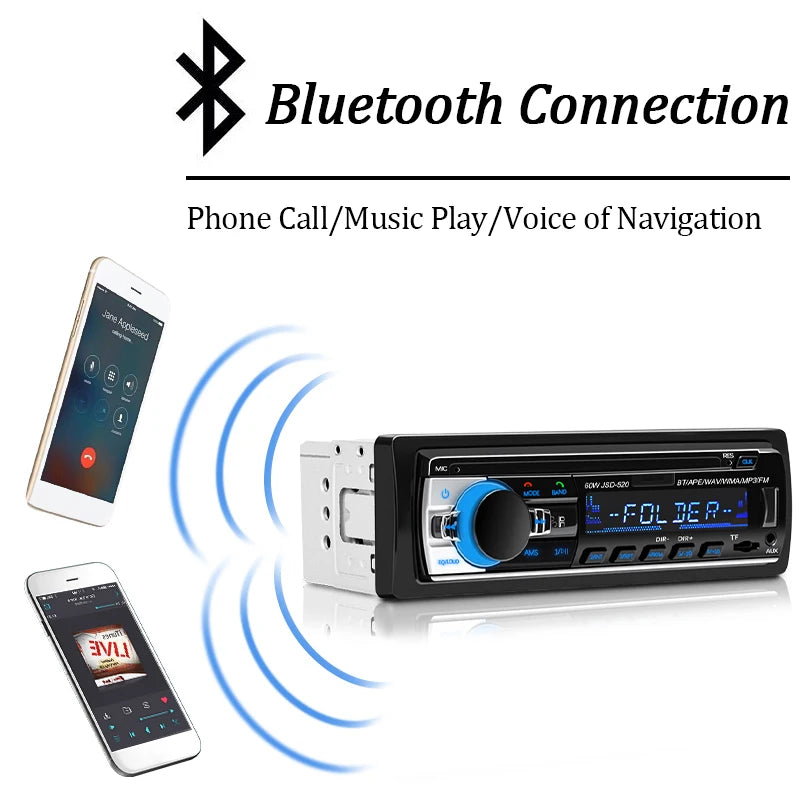 Car Radio 1 Din Stereo Player Digital Bluetooth MP3 Player FM Radio Stereo Audio Music USB With In Dash AUX Input