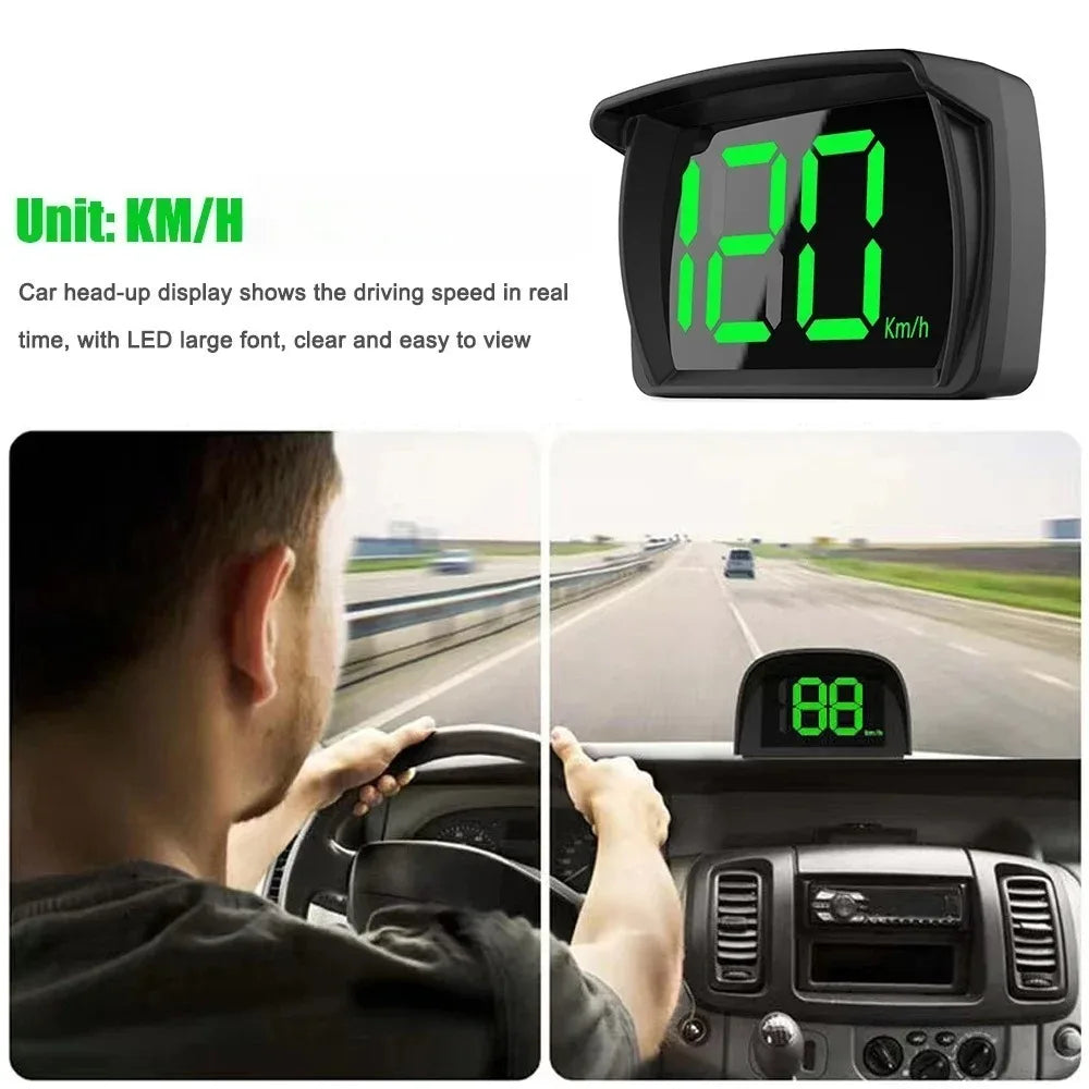 Car HUD GPS Speedometer KM/H Digital Head Up Display Large LED Font For Truck SUV Motorcycle Universal Accessories