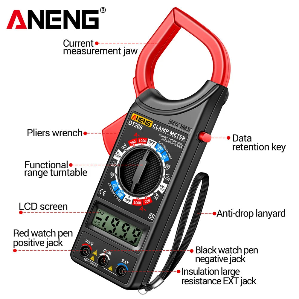 Digital Clamp Meter Multimeter Professional True RMS 1999 Count AC/DC Voltage Large Resistance Voltmeter Ohmmeter Tester Tools