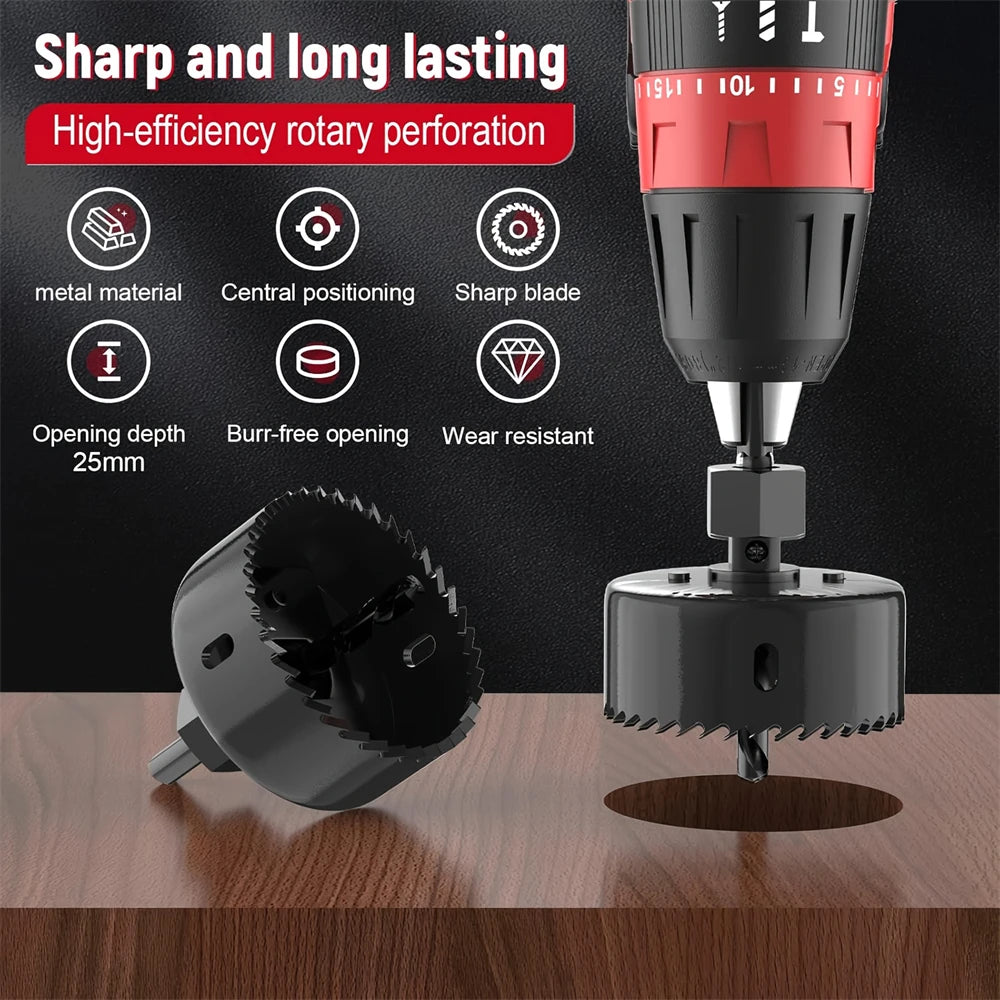 11-Piece Woodworking Hole Saw Kit 19–64mm (3/4" to 2-1/2")