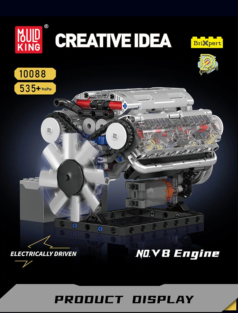 V8 Engine Building Block Model Kit, 500+ Pieces for Ages 8 and Up