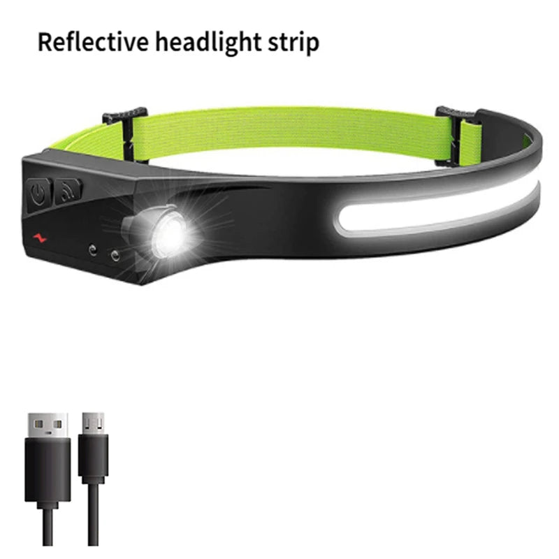 Induction LED Headlamp, USB Rechargeable with 5 Modes for Fishing & Camping