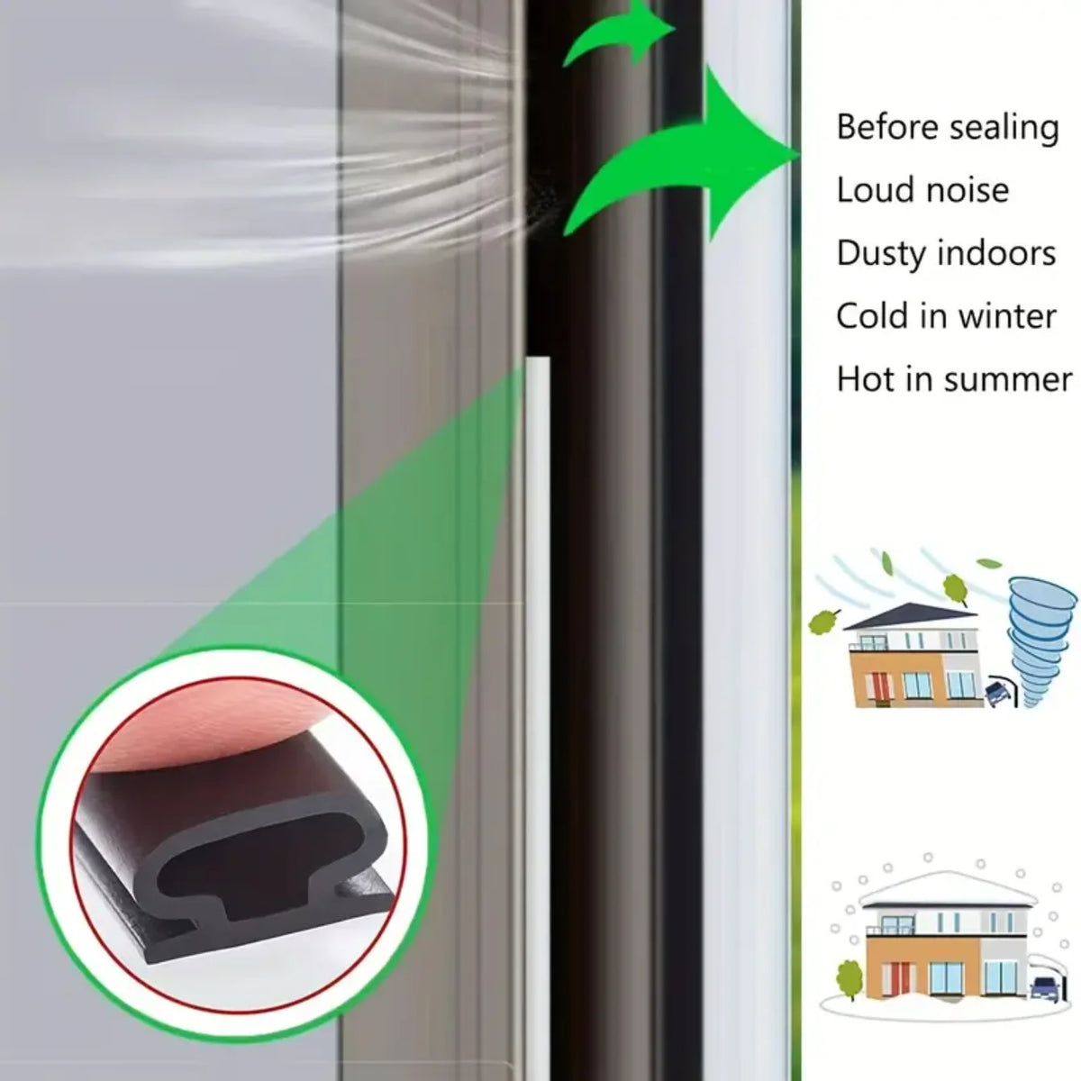 D-Shape Door Seal Strip, 1 Piece – Self-Adhesive Weather Strip