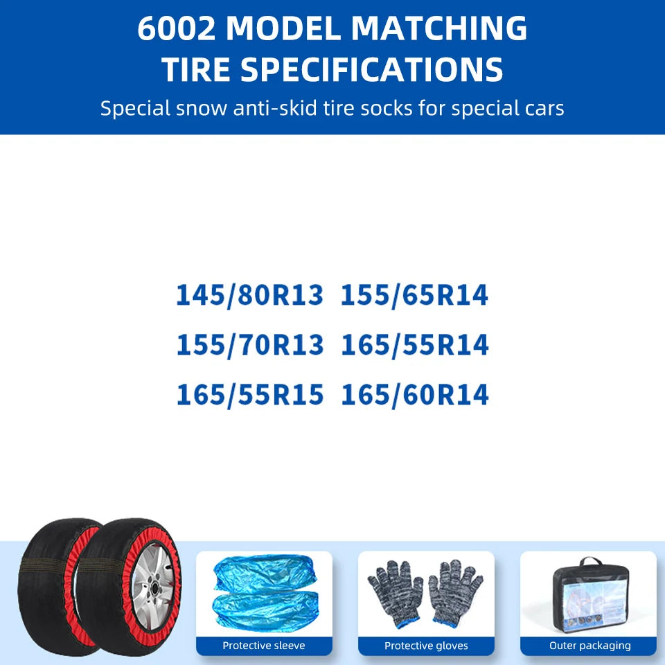 Emergency Anti-Skid Snow Tire Socks for Cars & SUVs