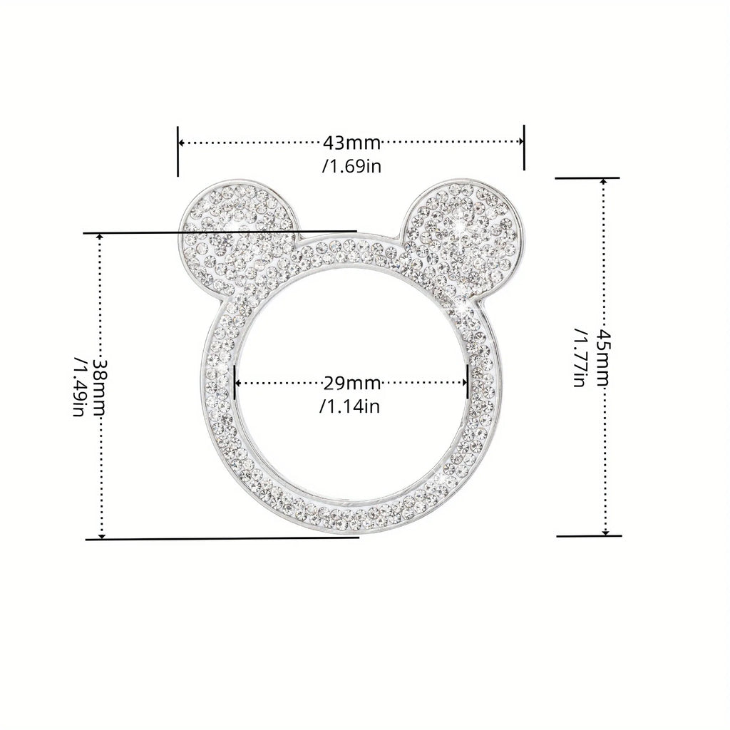 Teddy Bear Rhinestone Start Button Ring Sticker for Car Interior - view 2