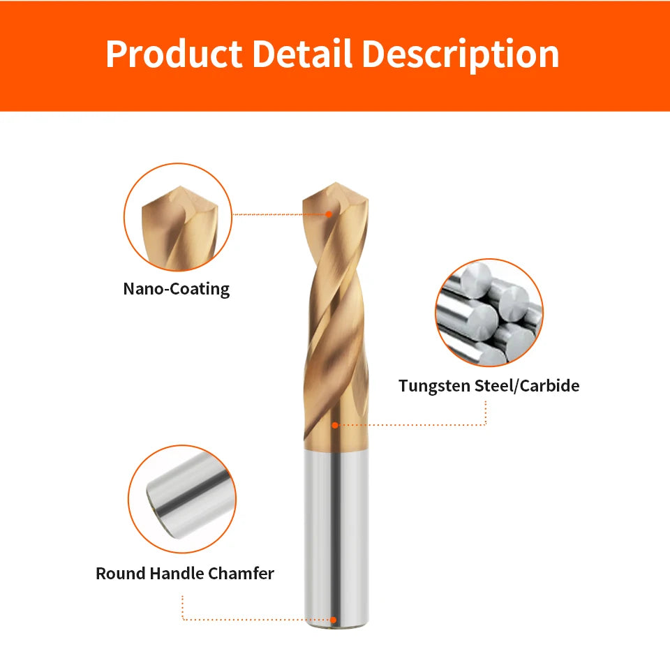 LUFEICNC HRC55° Carbide Drill Bits Tungsten Steel Drills CNC Lathe Stainless Steel Drilling Hard Metalworking Tools 0.5-20.0mm