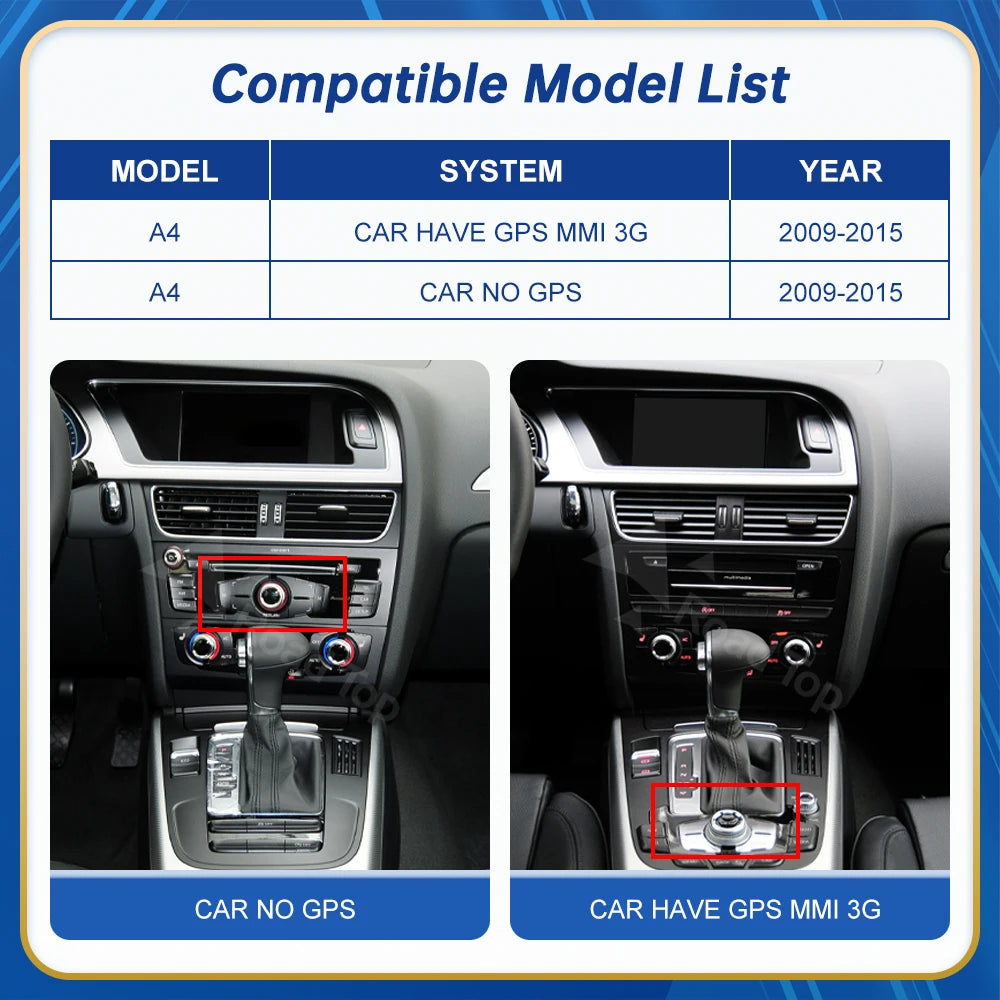 8.9" Touch Screen Car Multimedia Player for Audi A4 S4 2008-2016 - image 2