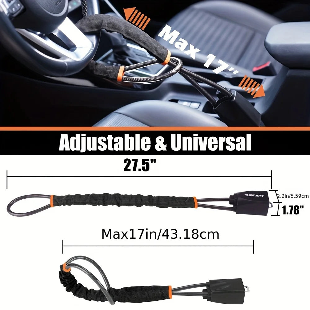 Car Steering Wheel Lock Anti-theft Steel Cable Security Device Universal Fit for Vehicles Prevent Theft Use Durable Protection