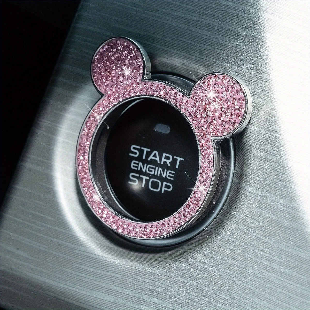 Teddy Bear Rhinestone Start Button Ring Sticker for Car Interior - view 4