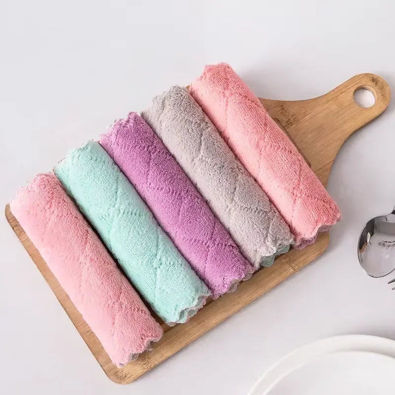 10pcs Soft Absorbent Cleaning Rags - Multi Household Wipes for Dishes & Bathroom, Quick-Drying Hand Towels Reusable Dishcloths.