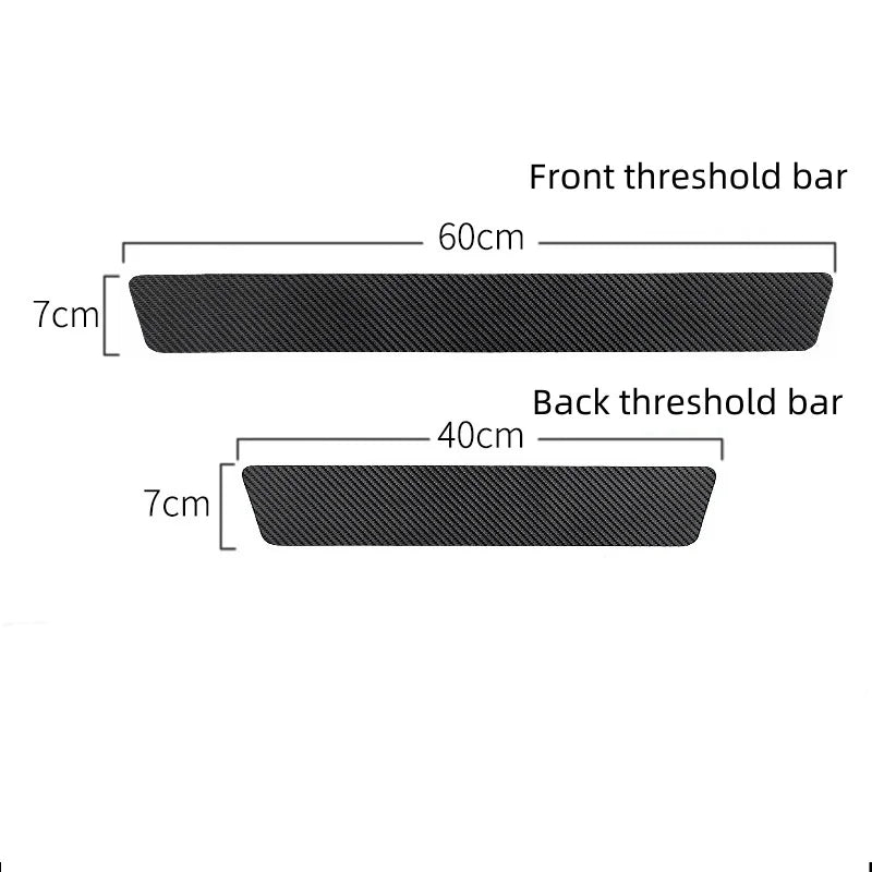 Carbon Fiber Texture Door Sill Scuff Protector Stickers, Front and Rear