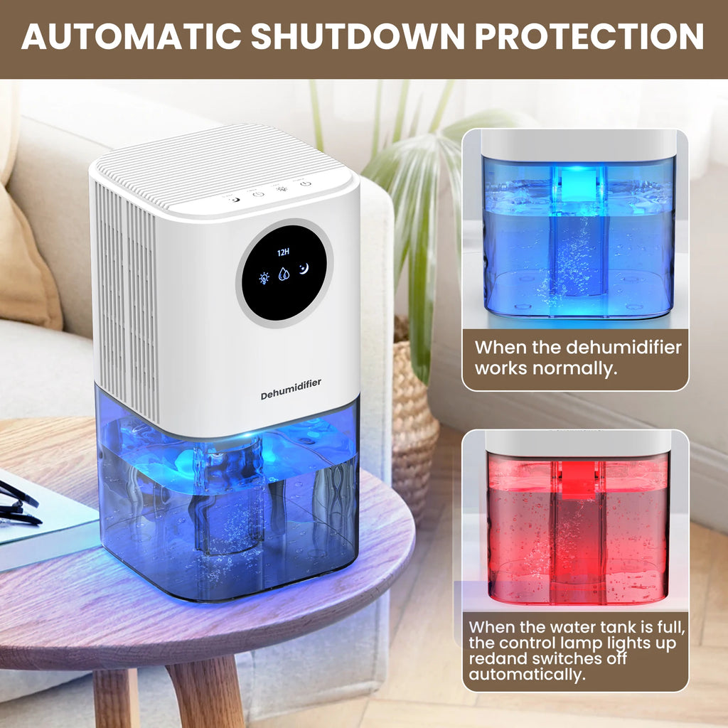 Silent portable dehumidifier 35oz with night light and timer for bedrooms