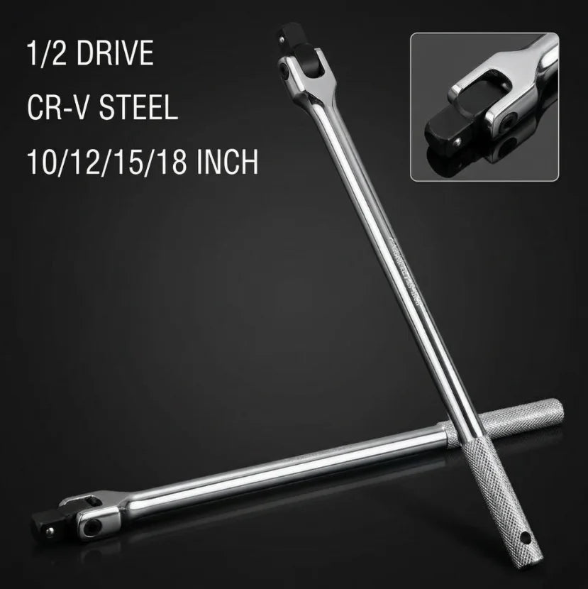 Hi-Spec 1/2" Drive Breaker Bar High-Torque F-Rod with 180 Swivel Head, Professional CR-V Steel Power Lever for Automotive repair