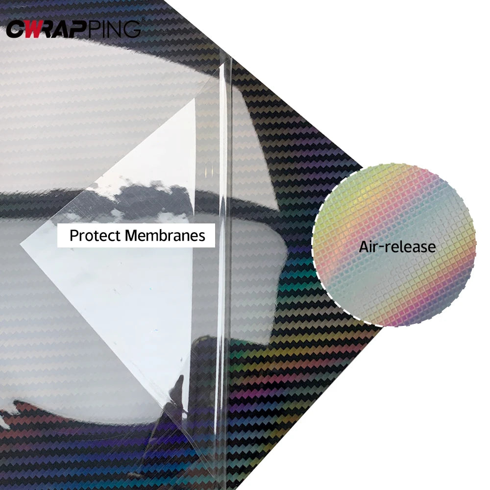 Laser Rainbow Carbon Fiber Car Vinyl Wrap - Bubble-Free Waterproof - image 4