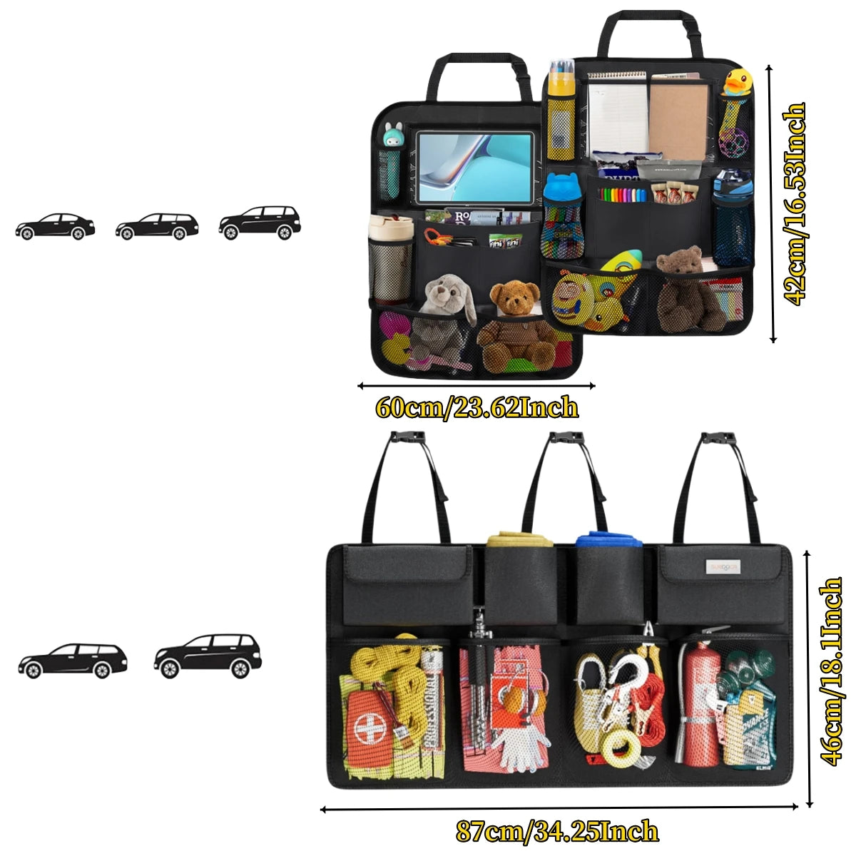 Car Organizer Backseat Hanging Organizer Kit With Large Storage Bag Super Capacity Trunk Organizer For SUV Truck Van Save Space