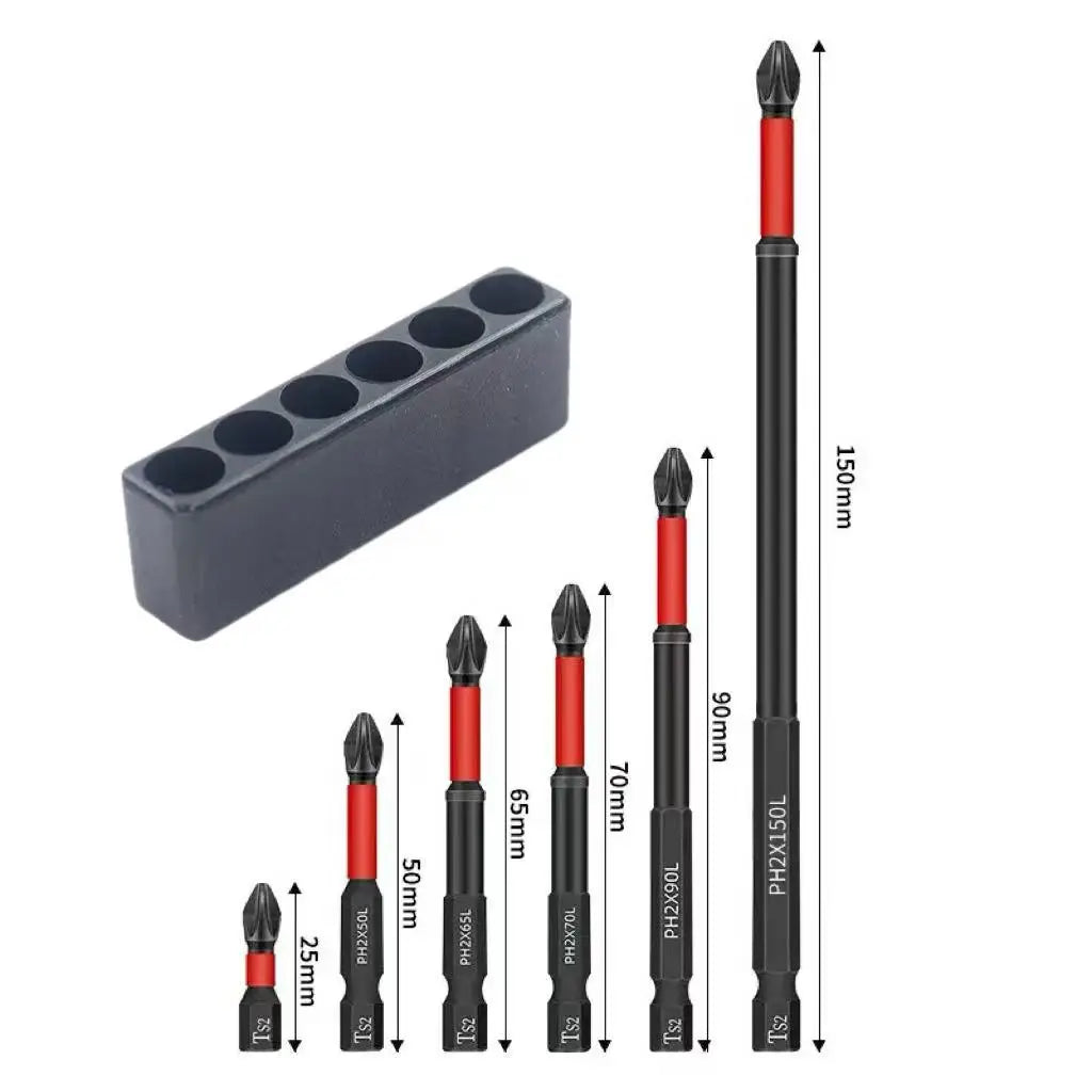 Magnetic Anti-Slip S2 Steel Screwdriver Bit Set for Drills, 3/6/12-Piece