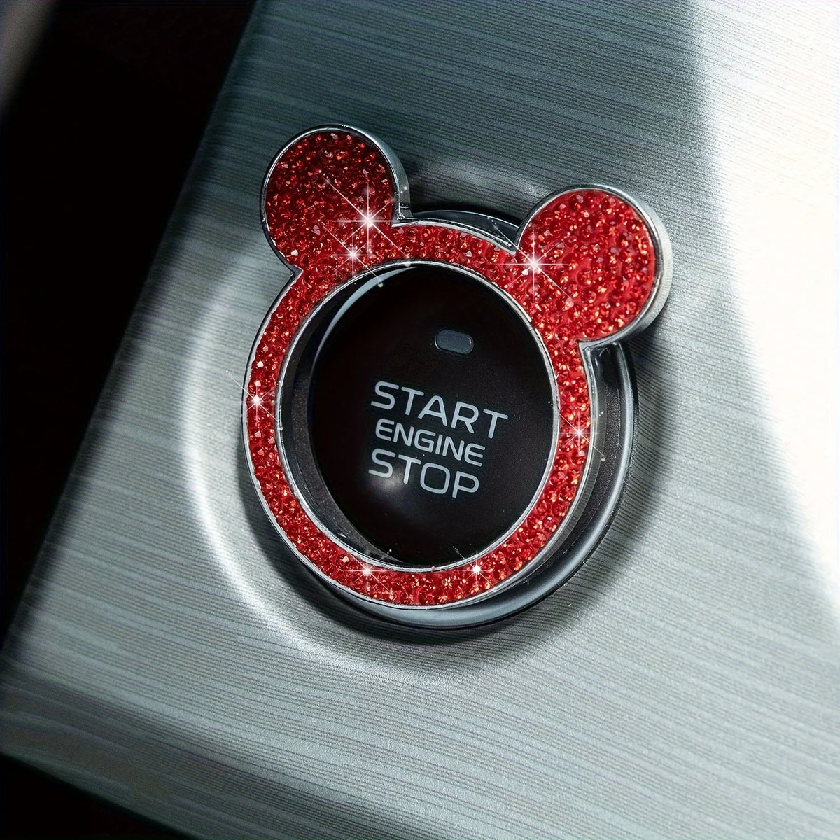 Teddy Bear Rhinestone Start Button Ring Sticker for Car Interior - view 9
