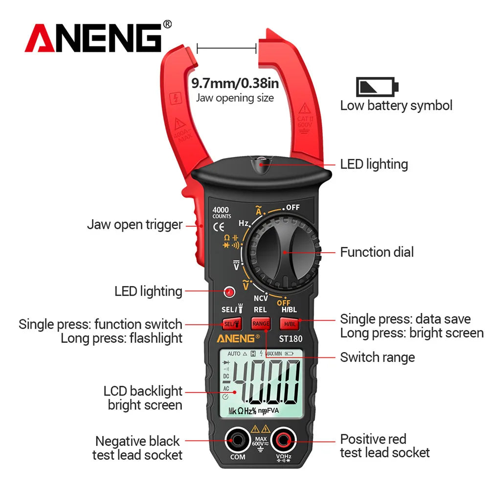 ANENG ST180 Digital Clamp Meter - AC/DC Voltage & Current Tester - image 5