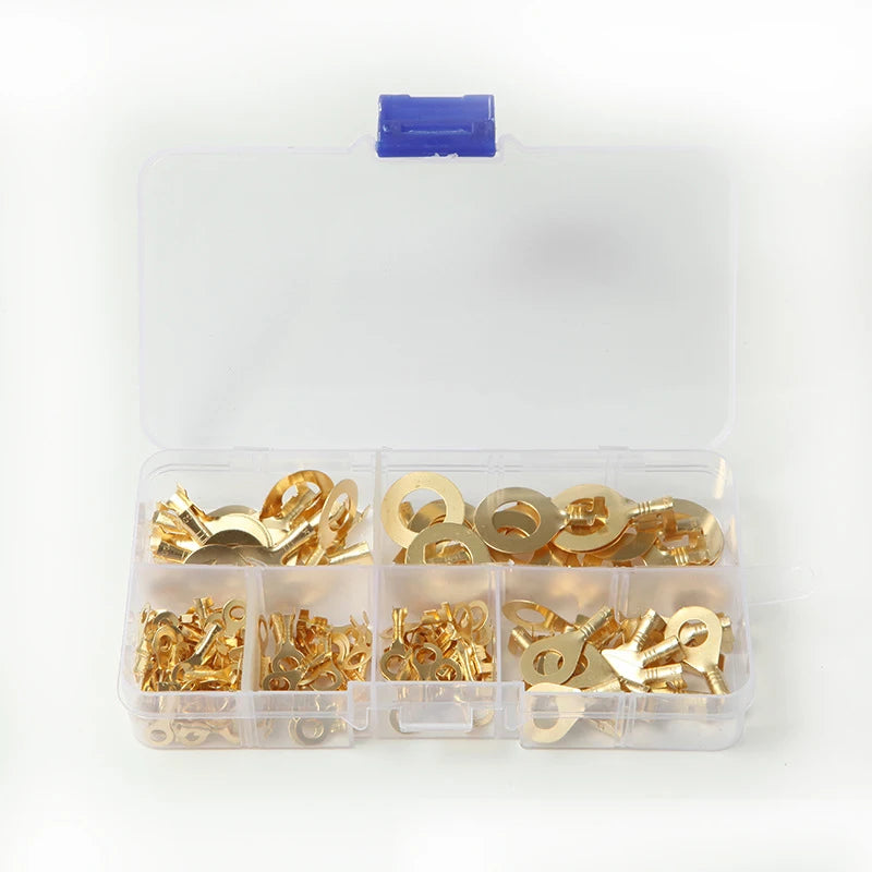 Non-insulated M3 M4 M5 M6 M8 M10 Ring Lug Copper Crimp Terminal Assortment Kit