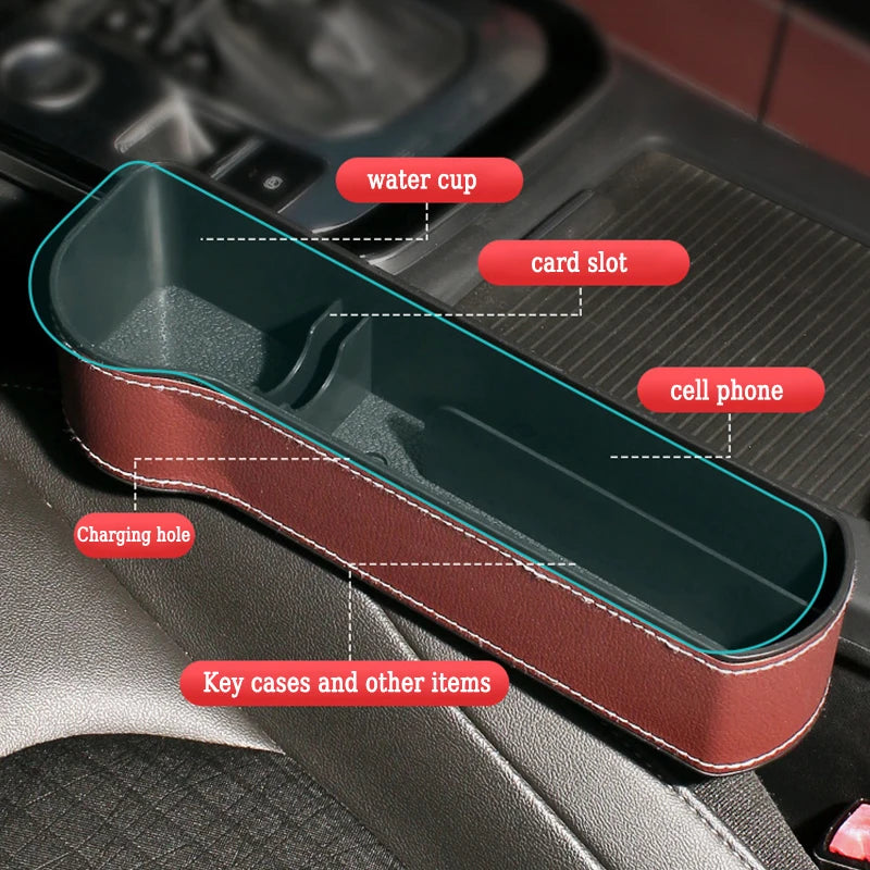 Car Seat Gap Organizer Storage Box - Expandable Design, Holds Phone, Keys, Wallet, Prevents Items from Falling