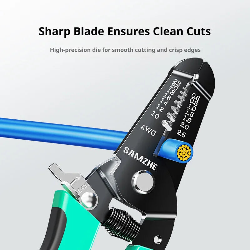 SAMZHE Multifunctional Electrician Pliers Wire Stripper Tool Wire Stripper Separator Industrial Wire Stripper Cutter Crimper