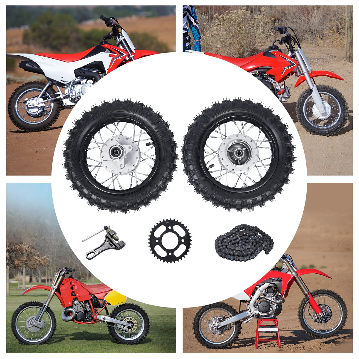 2.5-10 Dirt Bike Wheel Set with Sprocket for CRF50 & KLX110 - image 14