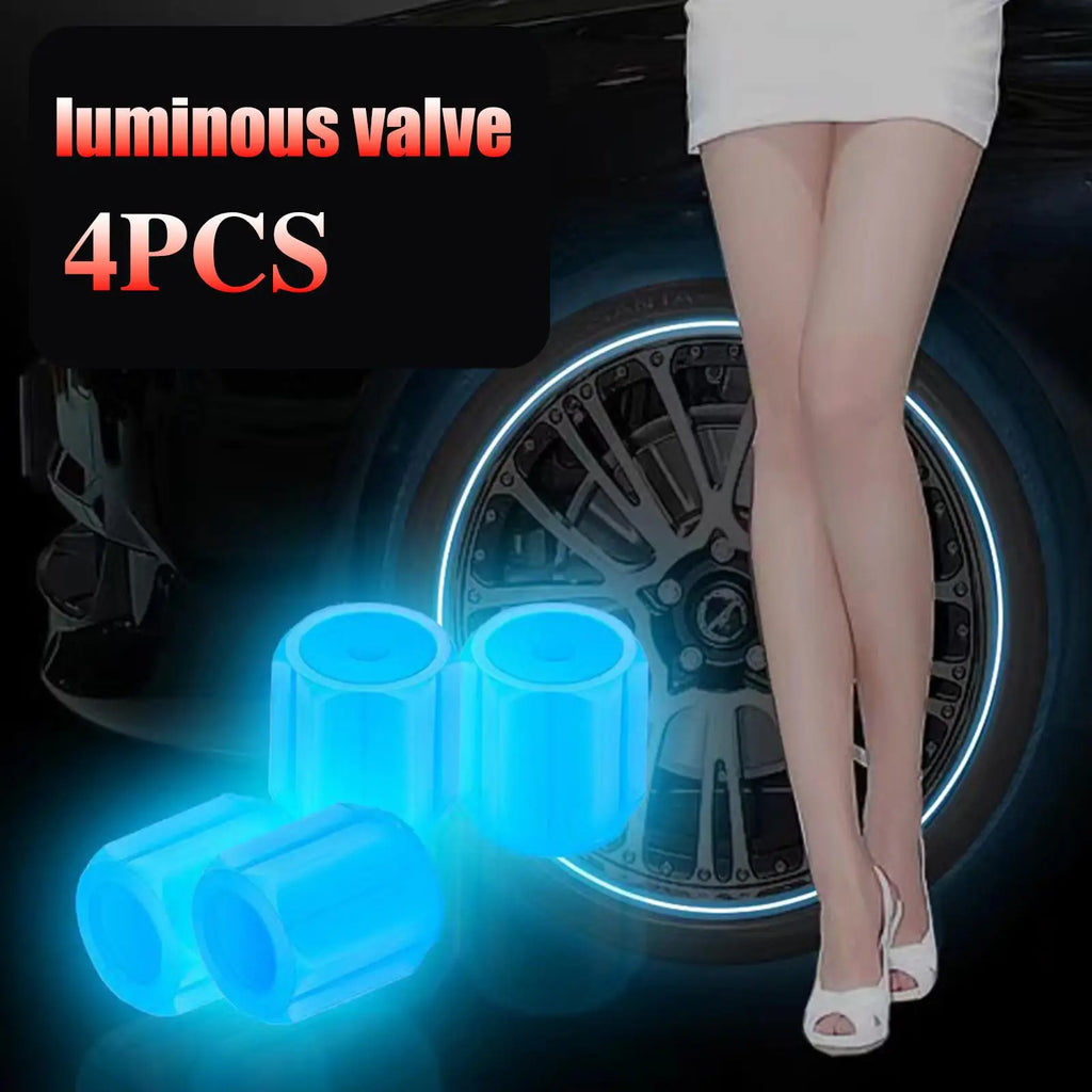 Glow in the Dark Tire Valve Stem Caps, Set of 4