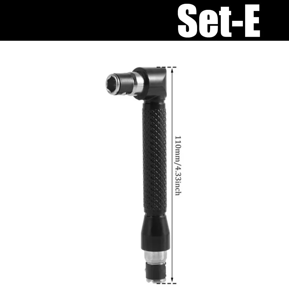 Flexible Drill Bit Extension & Right Angle Adapter Set, 1/4 3/8 1/2"