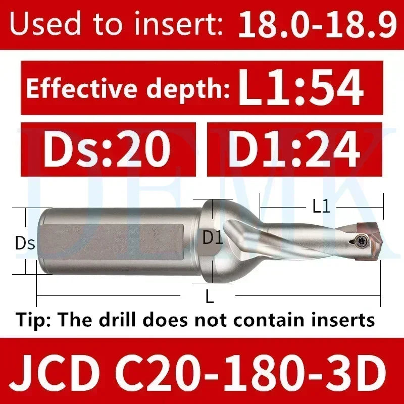 Indexable U Drill with Internal Cooling, 3D-10D, 10-25mm Diameter