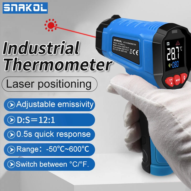 Infrared Non-Contact Digital Thermometer Handheld High-Precision Temperature Sernsor Industrial Kitchen Pyrometer Gun
