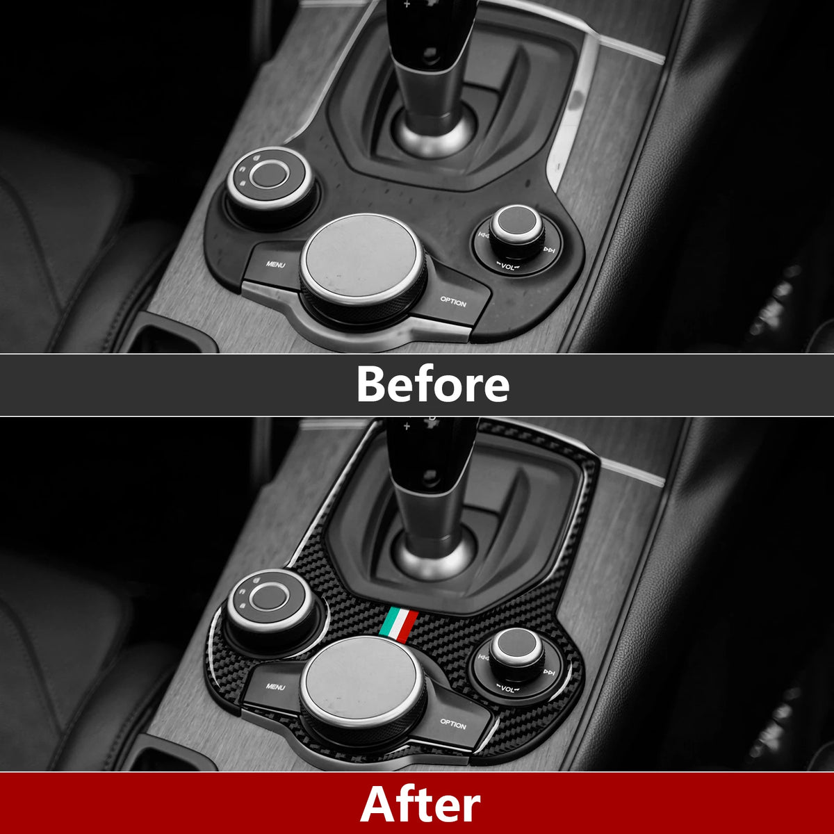 Carbon Fiber Interior Trim Stickers for Alfa Romeo Giulia and Stelvio