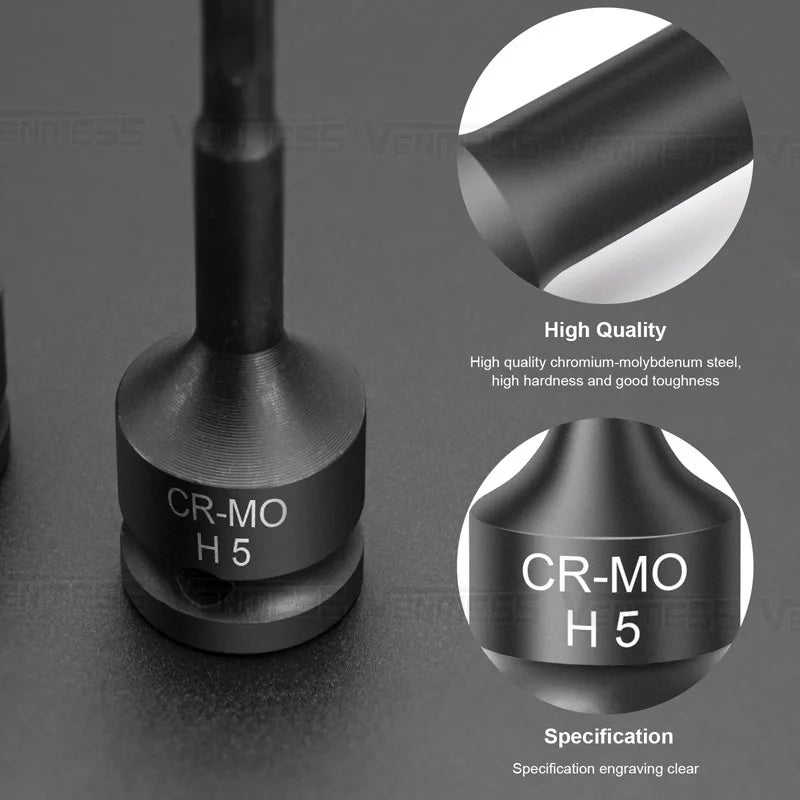 1/2" Drive Master Impact Hex Bit Set, Hex Driver,1/2" Drive Allen Bit Socket Set,Standard Metric Sizes,Cr-Mo Steel,Impact Grade