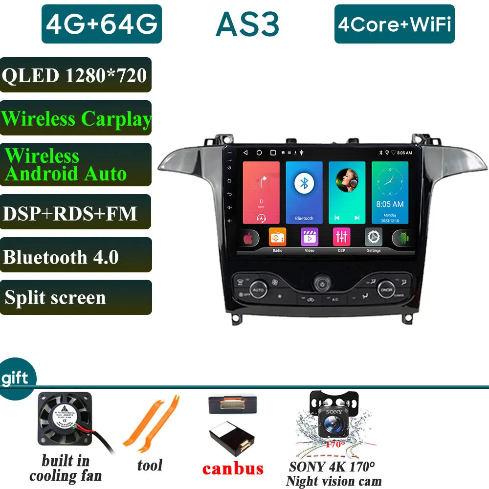 Ford S-Max Galaxy 2006-2015 9 Inch CarPlay Android Auto Player - image 15