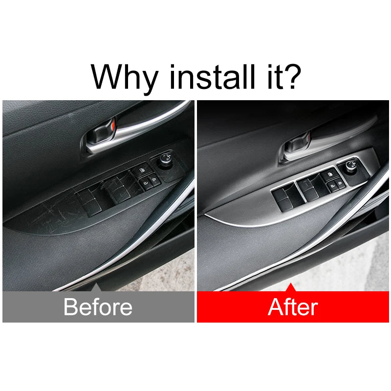 Stainless Steel Window Switch Cover for Toyota Corolla E210 Hybrid - image 2