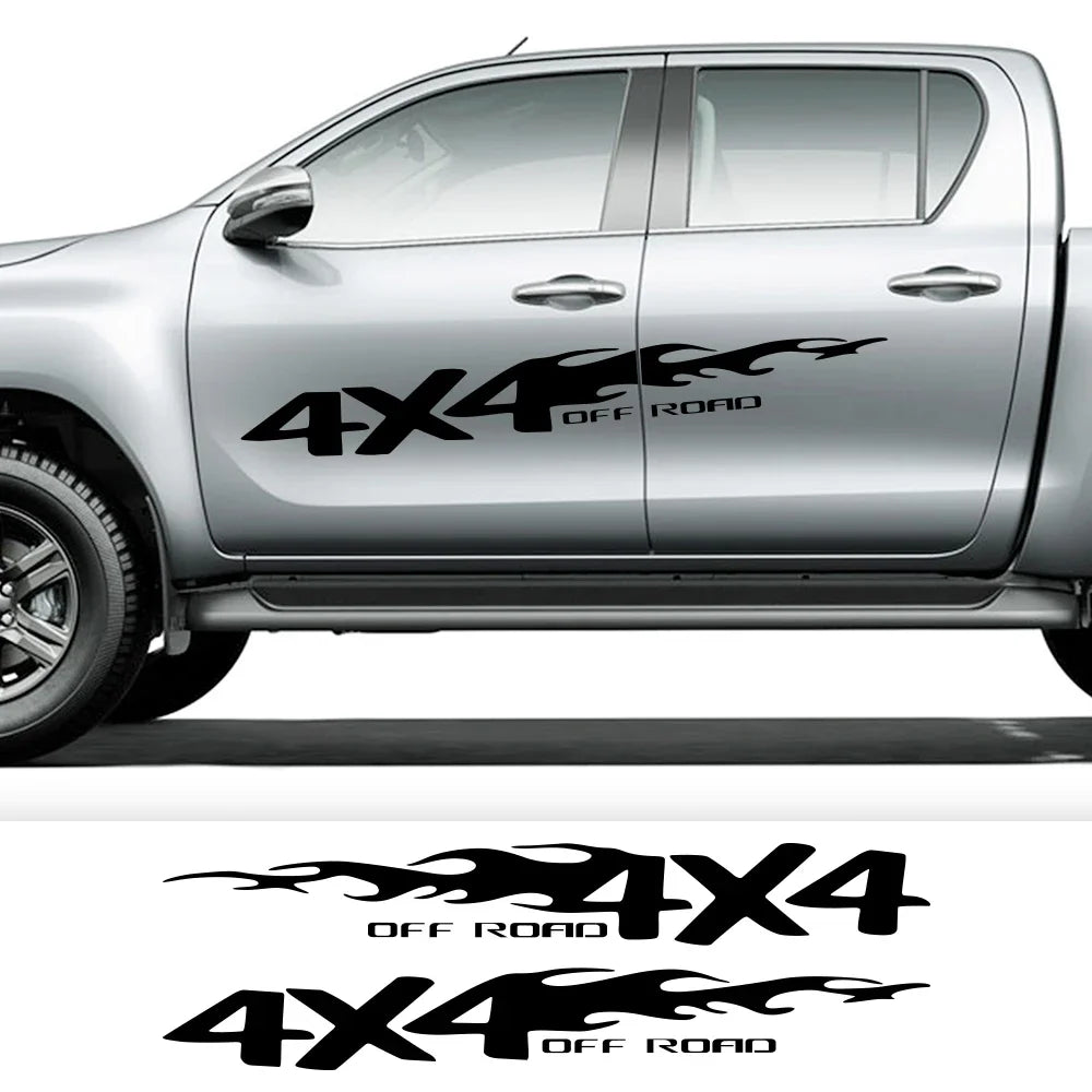 4X4 Off Road decal stickers for Ford Ranger, F150, Nissan Navara, Mitsubishi L200, Dodge RAM pickup trucks - 2pc set