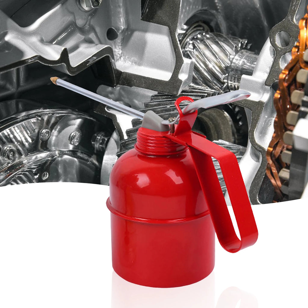 Hand Pump Oiler Can, Metal Oil Pot with Spout for Industrial, Home and Vehicle Lubrication