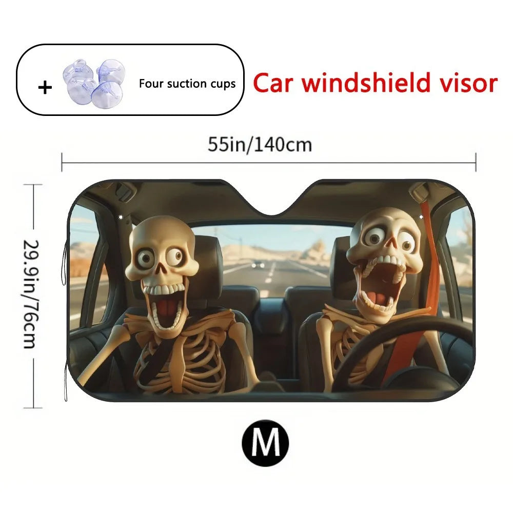 Foldable Windshield Sun Shade with Fun Animal Prints, 55 x 30 in