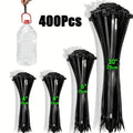 400Pcs Multi-Size Cable Ties Set, Heavy Duty Nylon Zip Ties, Black & White Self-Locking Wire Ties for Home Office Cable