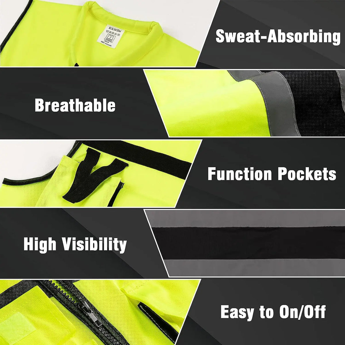Custom Logo Two-Tone Work Vest with Pockets & Zipper - image 2