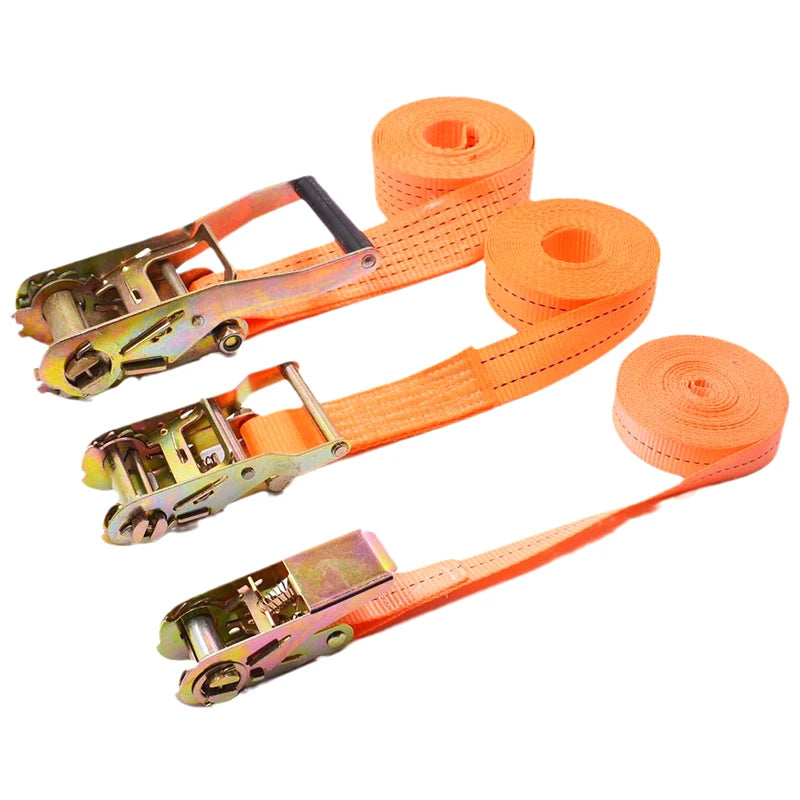 Heavy-Duty Ratchet Tie-Down Straps Adjustable with Metal Hooks for Front Loads