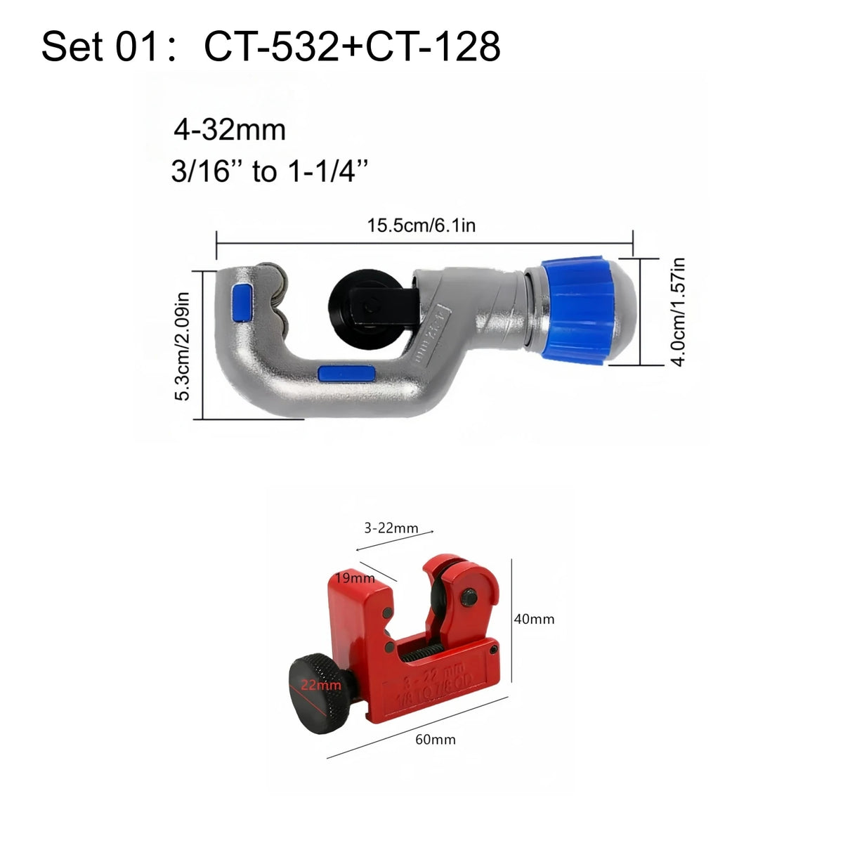 Heavy Duty Copper Pipe Cutter Set with Mini Tube Cutter for Plastic Aluminum Brass Pipes