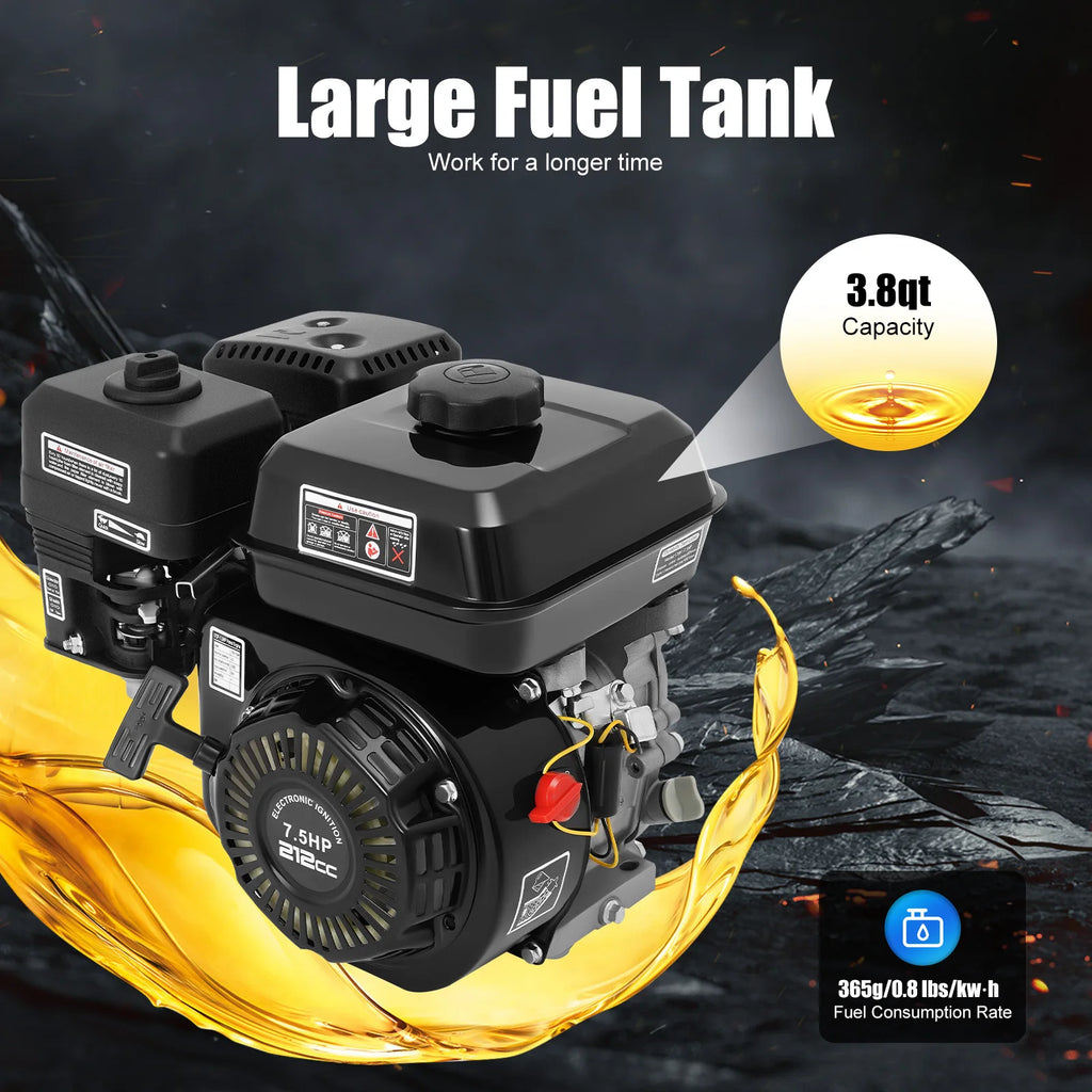 7.5HP 212cc 4-Stroke Gas Engine with Pull Start