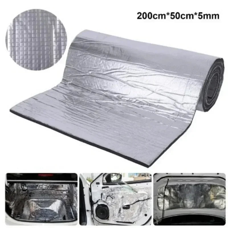 Car noise deadening mat, closed cell foam hood and panel insulation sheet