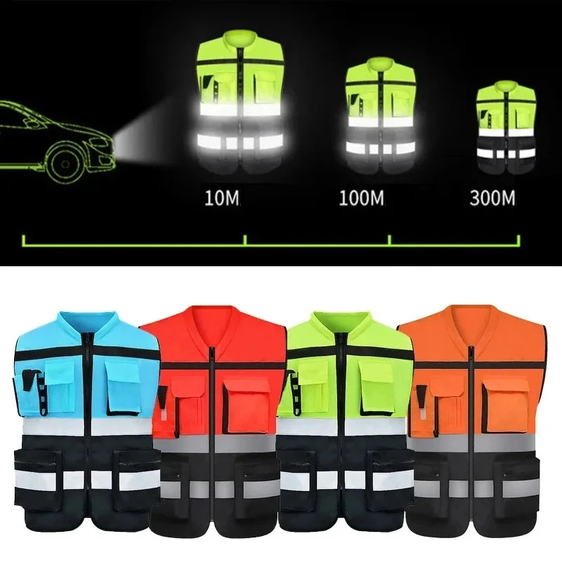 Custom Logo Two-Tone Work Vest with Pockets & Zipper - image 11