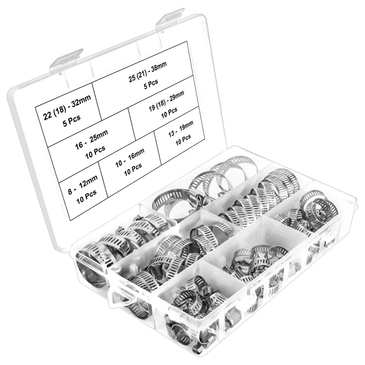 20/60-Piece Stainless Steel Hose Clamp Assortment Kit