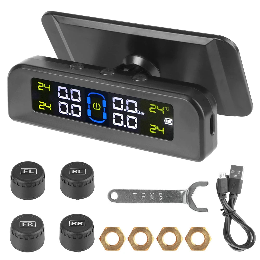 Solar Tire Pressure Monitoring System with External TPMS Sensors